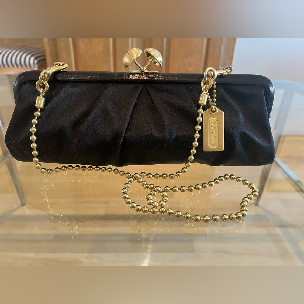 Coach Black Satin Kiss Lock 28